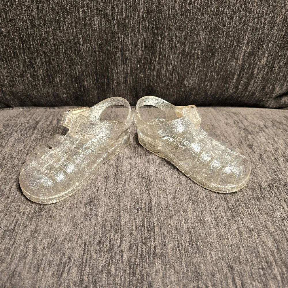 Simple Joys by Carters Nora Clear Glitter Jelly Sandals Kids Size 4M‎ WLEDEC22